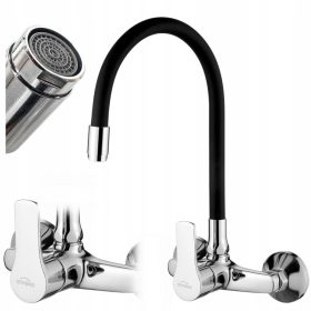    Baterie de bucatarie montata pe perete Invena VERSO, neagra, argintie