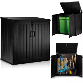  Cutie de gradina din plastic, 775 l, neagra