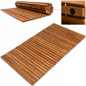 Covoraș de baie din lemn Deuba din acacia 80 × 50 cm