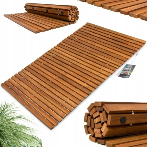 Covoraș de baie din lemn Deuba din acacia 80 × 50 cm