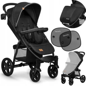    Carucior Lionelo Annet Plus Black Carbon + Protectie solara pentru geamuri auto. 2 umbrele de soare Lionelo