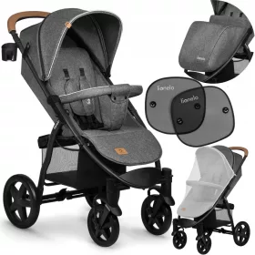    Carucior Lionelo Annet Plus Stone Caramel + Parasolare geam auto. 2 umbrele de soare Lionelo