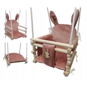    Leagan din lemn pentru copii pentru casa gradina BUNNY hearts bej + CUREA