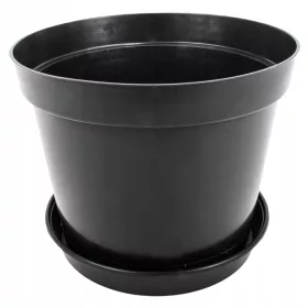    Ghiveci DonKwiat 21 cm x 21 x 16 cm diametru 21 cm plastic negru + 10× Suport pentru ghiveci DonKwiat 18 cm plastic