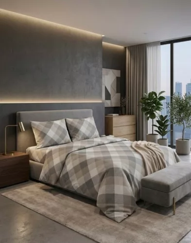 Lenjerie de pat din bumbac Krata 1002, 160 × 200 cm, 3 piese