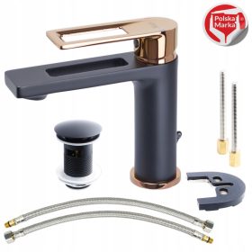  Baterie pentru lavoar Sotbe LOFT SVART pe podea, negru