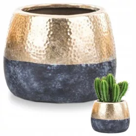    Ghiveci Duwen 18,5 cm x 18,5 x 14,5 cm diametru 18,5 cm ceramica nuante de galben si auriu