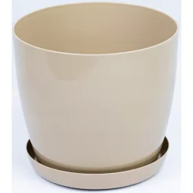    Ghiveci de flori BratGO 28 cm x 28 x 25,1 cm diametru 28 cm plastic nuante de maro si bej
