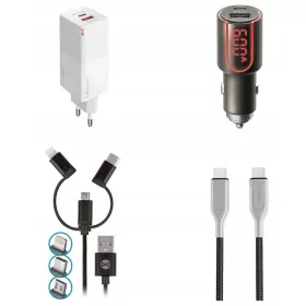  Set de încărcătoare Forever + 2 cabluri USB 3-în-1