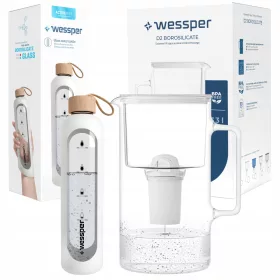    Wessper D2 Borosilicat Aquaclassic ulcior cu filtru 3,3 l alb + sticla Wessper 1000 ml