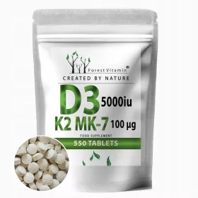   Supliment Forest Vitamin® cu Vitamina D3 5000 iu și K2 MK-7 100 µg - 550 Tablete