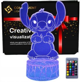  Lampă de noapte LED 3D USB + telecomandă Lilo și Stitch