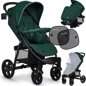    Carucior de padure Lionelo Plus Annet verde + Parasolare geam auto. 2 umbrele de soare Lionelo
