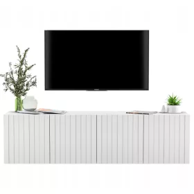  Dulap TV suspendat Glamour, cu sertare, alb, 150 cm