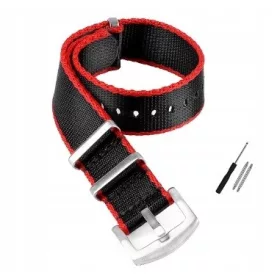    CUREA LUNGA NATO 22MM NEGRU ROSIU + TELESOPS + STRUMENT - PREMIUM