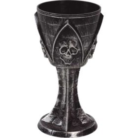  Potir negru gotic cu craniu de Halloween, 19 cm