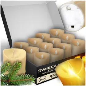   Set 12 Lumânări LED Cu Efect de Flacără pentru Znicz, 8 cm