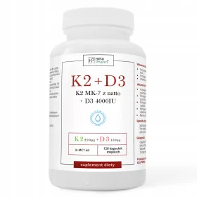   Supliment Vitamina K2 MK-7 și D3 în Ulei MCT pentru Oase și Imunitate, 120 Capsule - Hela Pharm®