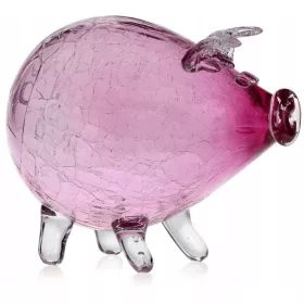 Pușculiță PIG din sticlă mare ROZ