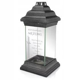   Lampion Funerar Personalizat cu Gravură pentru Mormântul Soțului