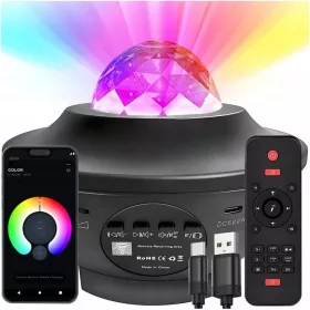    PROIECTOR STARS LAMPĂ DE NOAPTE PROIECTOR LED PENTRU DORMITOR COPII CADOU + TELECOMANDA MIK-STAR pentru proiector LED Star negru