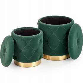  Pouf tapițat Halmar în nuanțe de verde