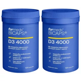   ForMeds Bicaps Vitamina D3 4000 IU - Supliment Pentru Oase și Dinți Sănătoși - 120 Capsule