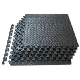    Covoraș cu spumă de protecție pentru pardoseală, PUZZLE DE EXERCIȚII DE GARAJ, NEGRU, 6 BUC.