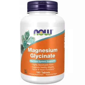   Glicinat de Magneziu NOW Foods - 180 Tablete pentru Funcționarea Optimală a Organismului