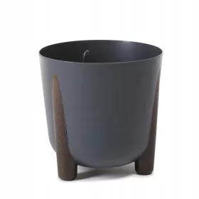    Ghiveci lamela 34 cm x 34 x 32 cm diametru 34 cm plastic nuante de gri si argintiu