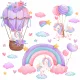  Autocolante de perete pentru fete Unicorni Curcubeu