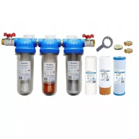   Ansamblu de filtru UST-M 3/4″ cu trei inserții de 10″ și supape