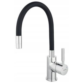    Baterie de bucătărie Ferro Zumba pe podea, neagră, argintie