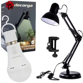    Lampă de birou Decorya Vintage neagră E27 + Bec tactil de urgență Decorya