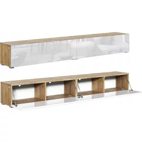  Dulap TV 210 cm, set comode, stejar alb lucios