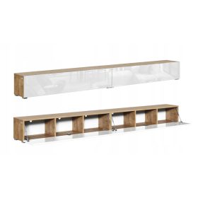  Dulap TV 280 cm, televizor stejar alb