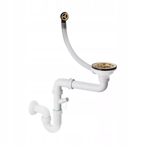 Sifon manual Golden APKOFORT 1M11GD pentru chiuveta cu o singura camera cu preaplin