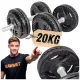  Haltere pentru exerciții din FONTĂ, set 2 x 20KG, bare de greutate KAWMET 40kg