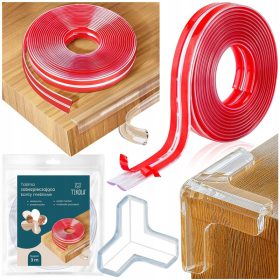    Bandă de protecție pentru colț Tikola, transparentă, 3 m + 10× CAPAC DE PROTECȚIE DE COLT DE MOBILĂ