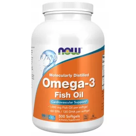   Now Foods Omega-3, 500 Capsule - Ajută la Sănătatea Inimii și Funcția Cerebrală
