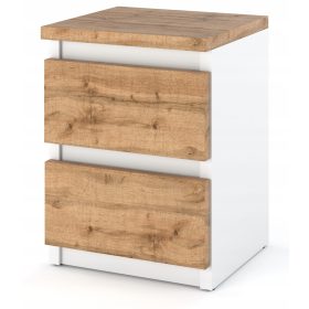    Noptiera Stiv cu sertare - Mobila alba - Stejar Wotan 30x30x40 cm