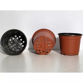    Ghiveci de flori Korad 9 cm x 11 x 9 cm diametru 11 cm plastic negru, nuante de maro si bej, multicolor