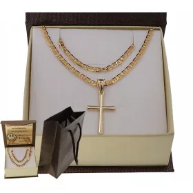    LANȚ PENTRU BĂRBAȚI FULL AUR CU CRUCE GUCCI PR. 925 585 + GRAVURA GRATUITA