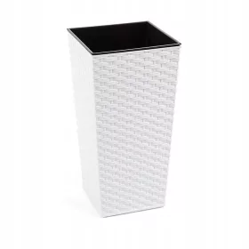    Ghiveci lamela 19 cm x 19 x 37 cm diametru 19 cm plastic alb