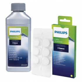    Detartrant lichid pentru espressoare Philips Saeco Decalcifier 0,25 l + tablete de degresare pentru grupul de bere Philips 6 buc.