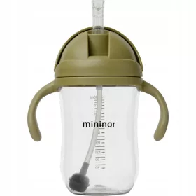    Flacon - nevarsat cu paie, Tritan, 330 ml Verde muschi / Mininor