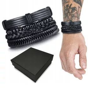  Set de brățări din piele Set 4 în 1 pentru bărbați