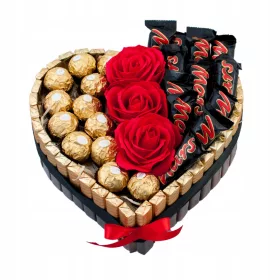  Inima cu cadou merci ferrero pentru cutia ei de trandafiri