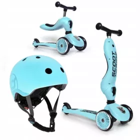    ScootAndRide Highwaykick 1 Blueberry 96352 + cască de bicicletă Scoot and Ride 96360, S/M