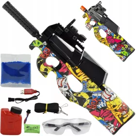    PUCȘĂ MINGI AUTOMATICE GEL P90 LANSATOR PIST + Carte de autocolante, benzi desenate Shop_lolki